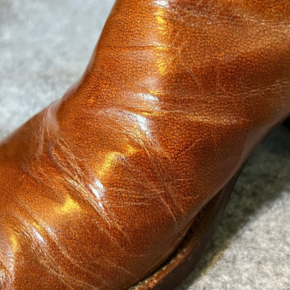 Vtg Lucchese San Antonio Cowboy Boots Mens 10D Shrunken Shoulder Leather Brown - Picture 16 of 16